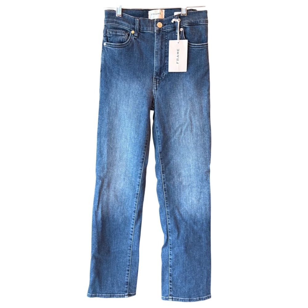 FRAME Le Sleek Straight High Rise Jeans Thunderstorm Wash Women's 25 NEW
